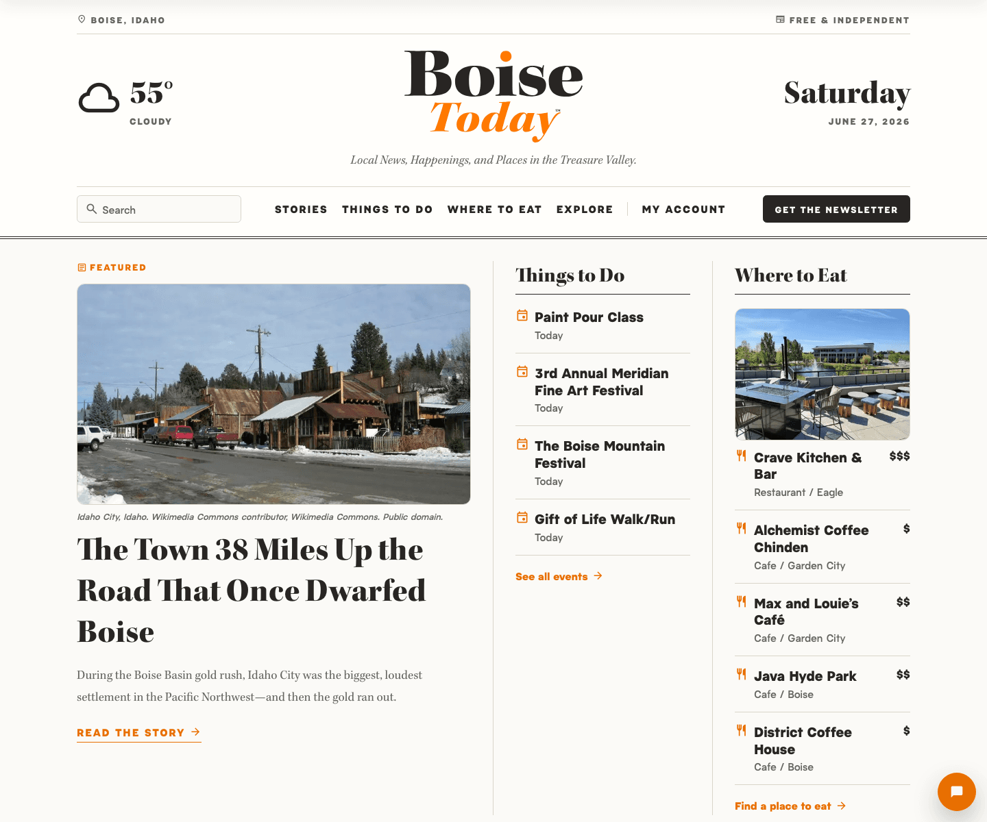Boise Today homepage screenshot