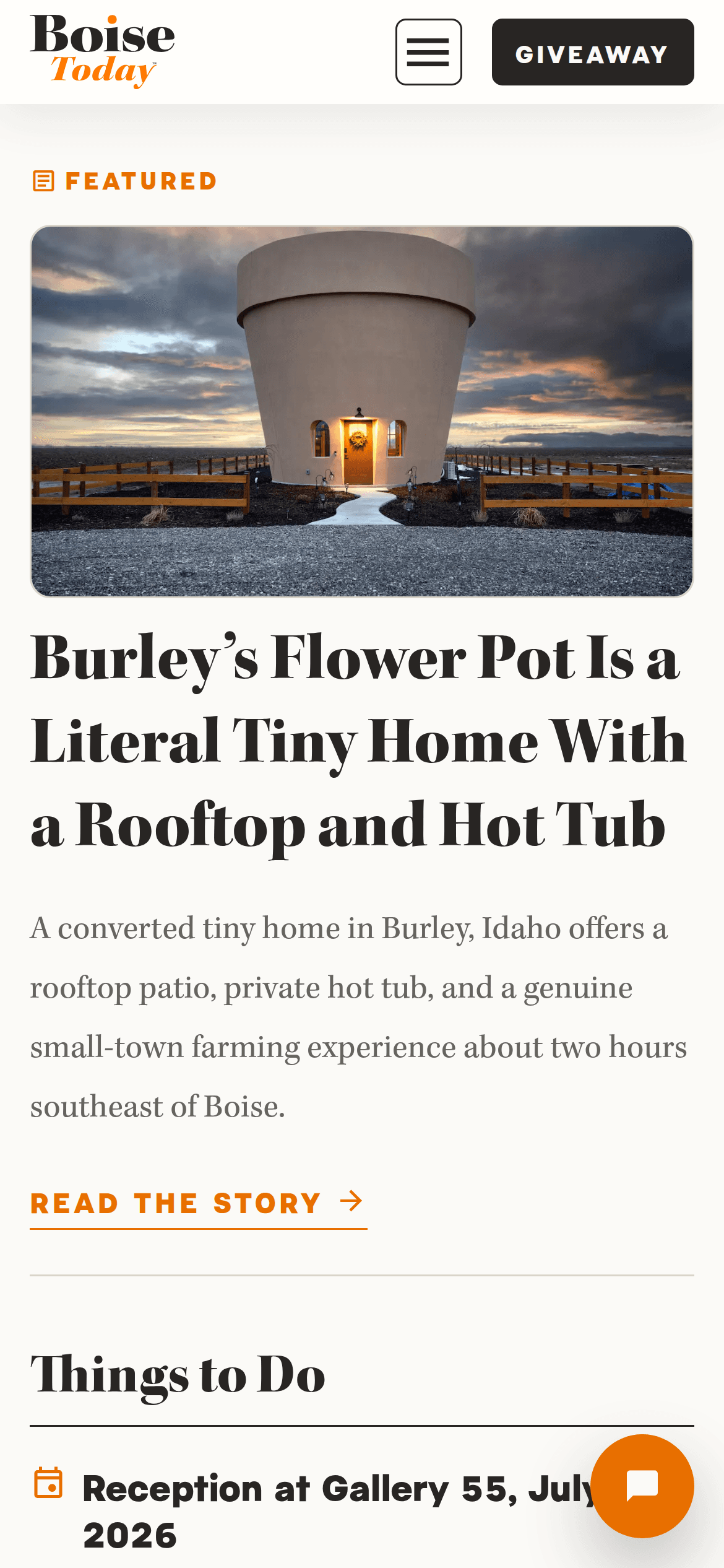 iPhone-sized light mode screenshot of the Boise Today homepage.